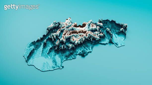 Topographic Slovakia Map Hypsometric Elevation tint Spectral Shaded ...