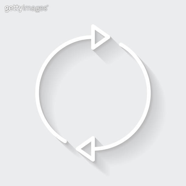 Refresh. Icon with long shadow on blank background - Flat Design ...