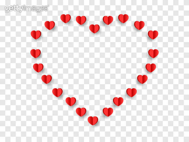 Valentine day heart frame .Heart shape confetti . Frame with pink and ...