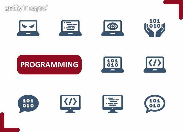 Programming Icons. Coding, Hacking, Binary Code, AI, Technology ...