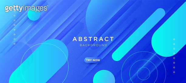 Abstract blue gradient fluid background with geometric rounded and ...