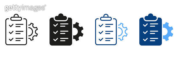 Gear, Clipboard, Pencil Project Setting Checklist Symbol Collection ...