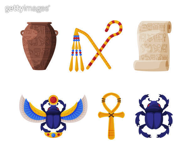 Ancient Egypt symbols set. Egyptian traditional cultural and historical ...