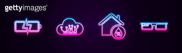 Set line Battery, Internet of things, House humidity and Smart glasses ...