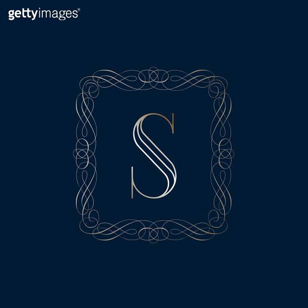 Letter S logo. Uppercase serif typeface, signature alphabet initial ...