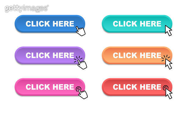 Click here web buttons. Modern buttons click here hand pointer clicking ...