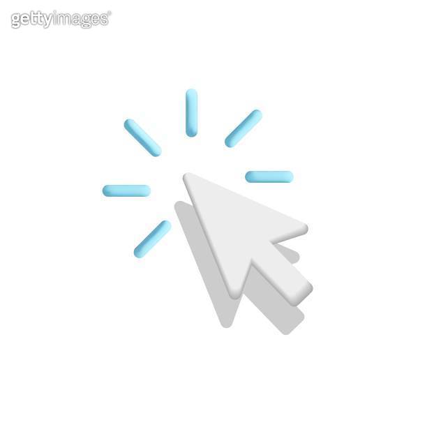 3d vector cartoon plastic render white computer mouse cursor click ...