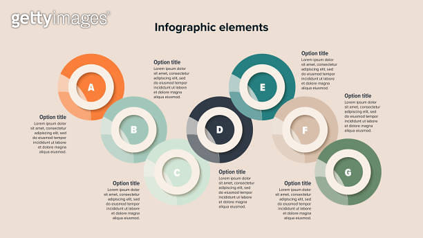 Business process chart infographics with 7 step circles. Round workflow ...