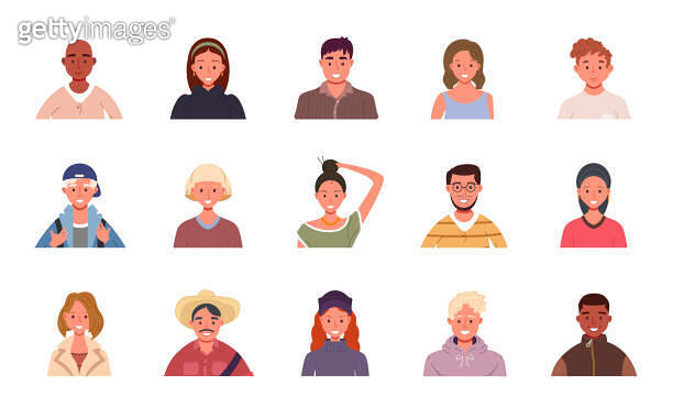 Set of various people avatars. User portraits. Different human face ...