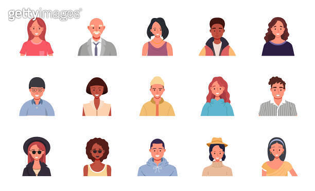 Set of various people avatars. User portraits. Different human face ...