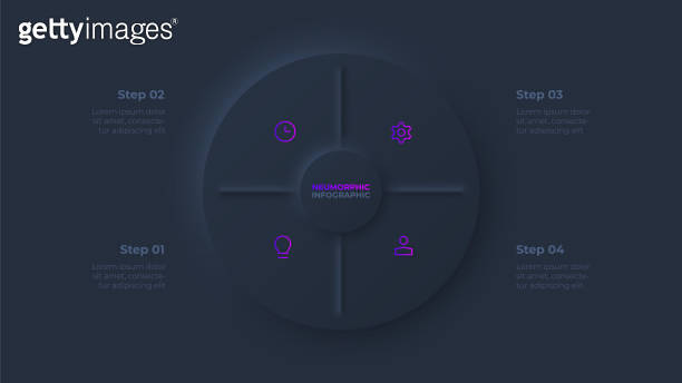 Circle diagram divided into 4 sectors. Design concept of four steps or ...