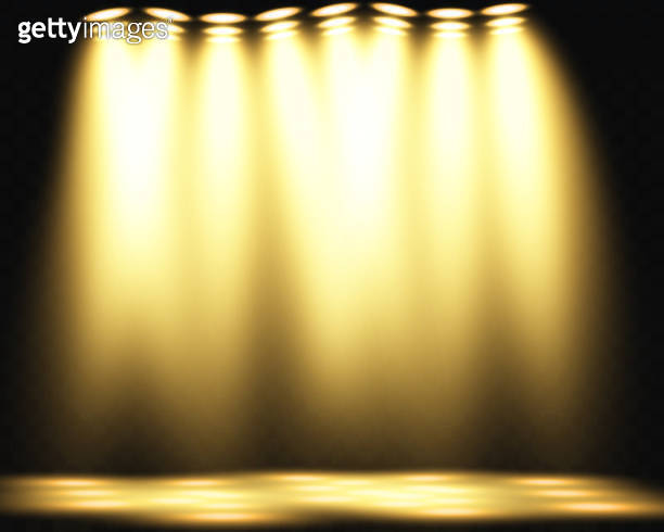 Stage lighting, on a transparent background. Bright lighting with ...