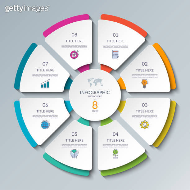 Vector infographic circle. Cycle diagram with 8 steps. Round chart that ...