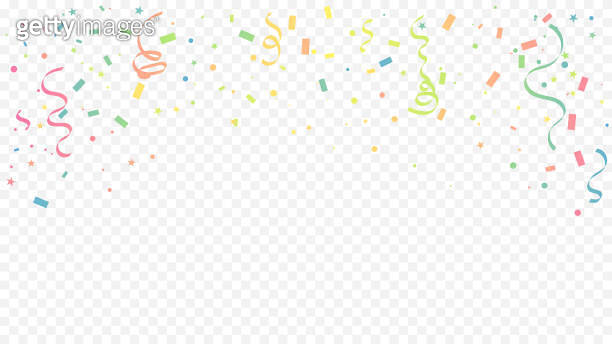 Many Falling Colorful Tiny Confetti And Ribbon On Transparent ...