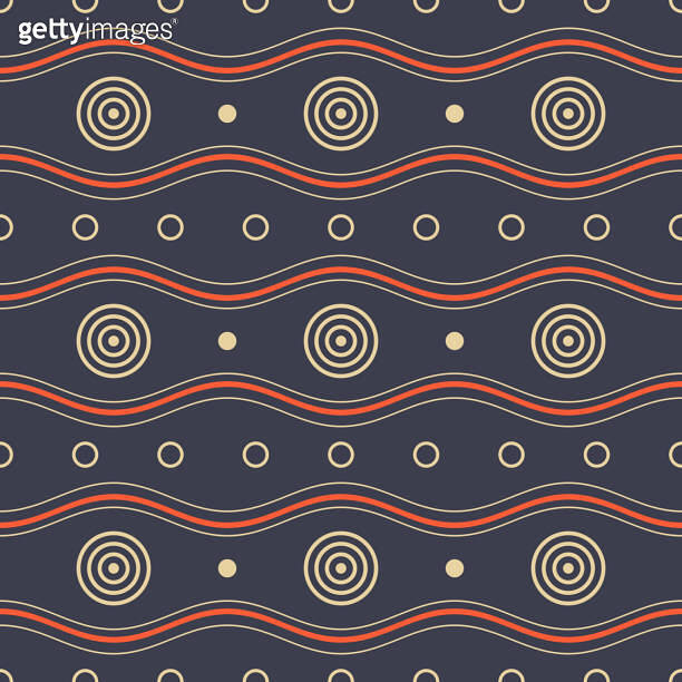 Seamless vector pattern with small circles, dots and wavy lines ...