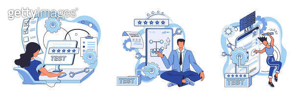 Application testing metaphor. Vector. Software testing, debug tool that ...
