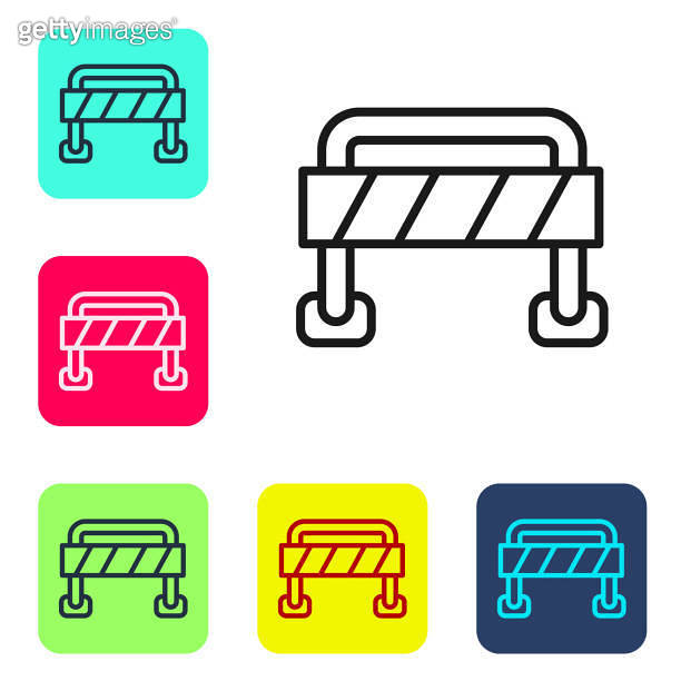 Black line Road barrier icon isolated on white background. Symbol of ...