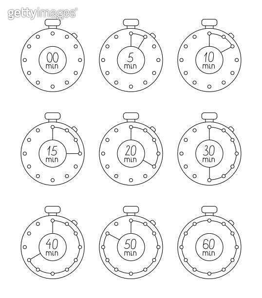 Timer time countdown. Coloring Page. Stopwatch watch device. Vector ...