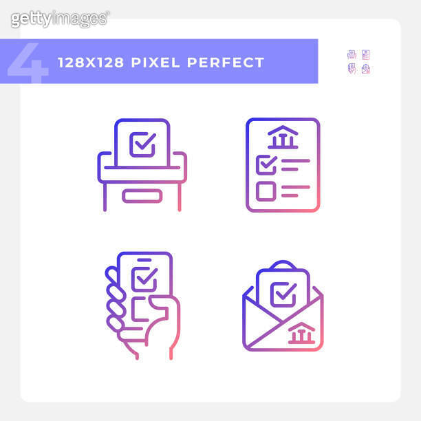 Pixel perfect set of gradient voting icons (1503281913) 일러스트, 무료 일러스트 ...