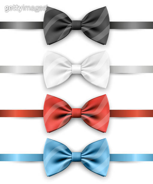 Vector 3d Realistic Blue, Black, Red, White Striped Bow Tie Icon Set ...