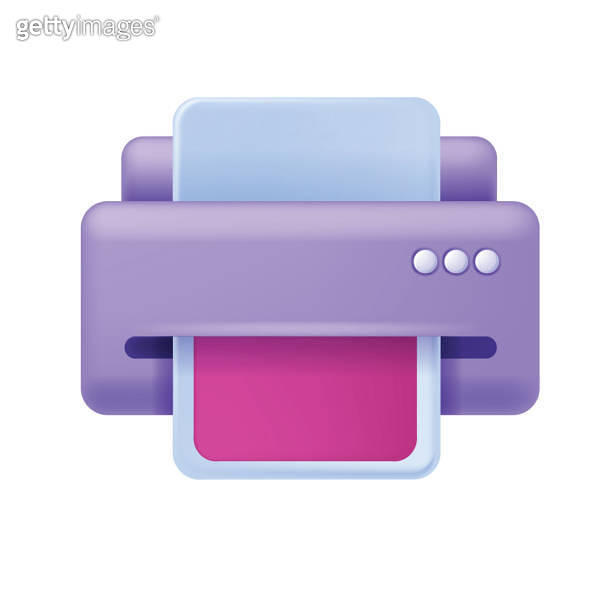 3D printer icon, vector office cartridge paper print, copier scanner ...