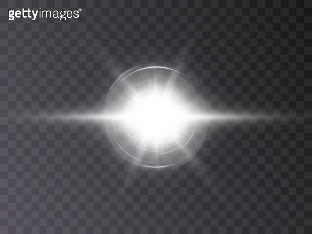 Vector magic white rays glow light effect isolated on transparent ...
