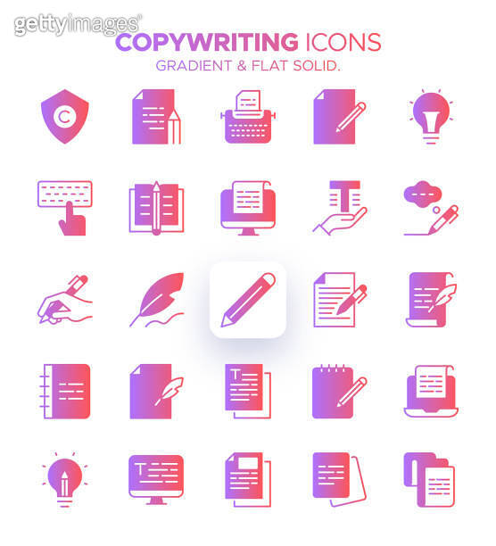 Copywriting Icon Set with Gradient Colors - 25 Icons for Content ...