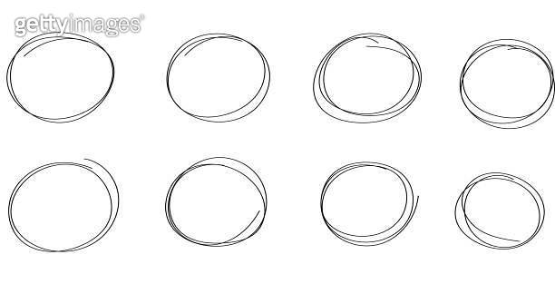 Hand drawn circle line sketch set. Vector circular scribble doodle ...