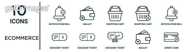 ecommerce outline icon set includes thin line notification bell ...