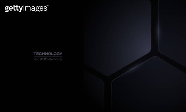 Black 3D vector hexagonal technology abstract background. Abstract ...