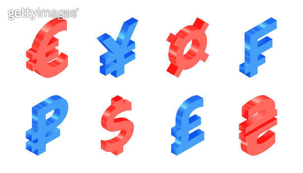 Set of Isometric Currency Icons. Modern Flat Vector Illustration ...