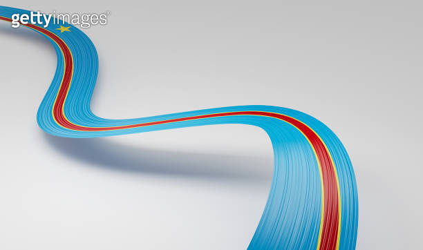 3d Flag Of Democratic Republic Of The Congo 3d Wavy Shiny Ribbon On ...
