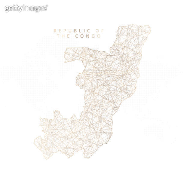 Low poly map of Republic of the Congo. Gold polygonal wireframe ...