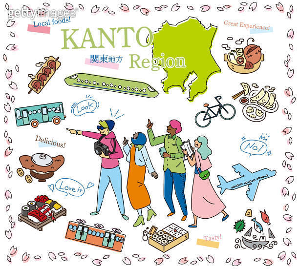 Tourists enjoying spring gourmet sightseeing in the Kanto region of ...