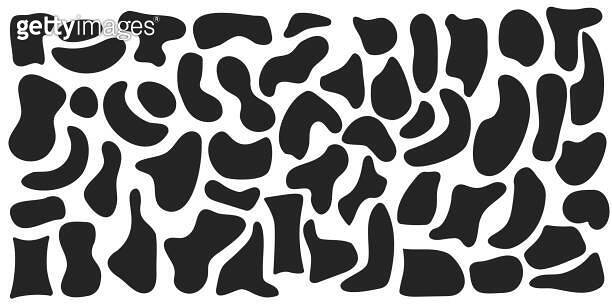 Set of organic irregular blob shapes. Black random deform spot fluid ...