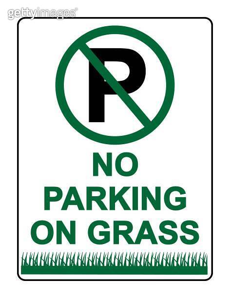 No parking on grass. Ban sign with symbol and text (1911602174) - 게티이미지뱅크