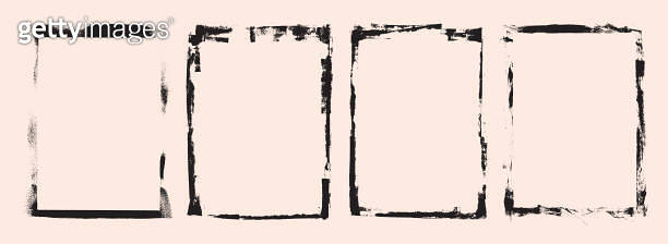 Grunge texture frames collection. Hand drawn rectangular borders with ...