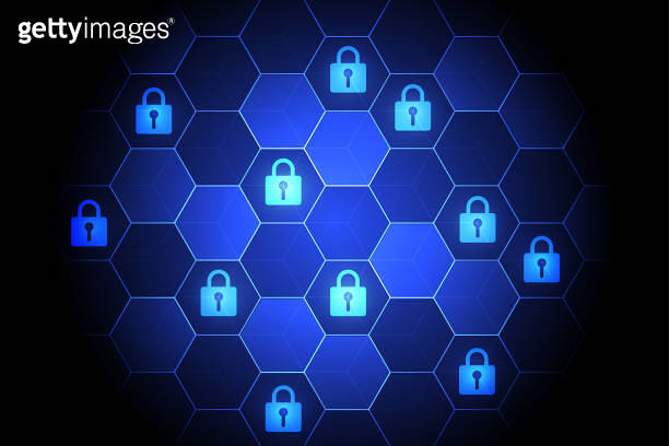 Abstract hexagonal premium security cyber digital concept. Blockchain ...