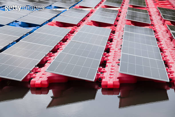 Floating Solar Panel. Solar photovoltaic panel PV System in Industry ...