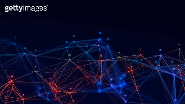 Blue network connection structure. Digital background with dots and ...