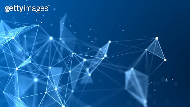Blue network connection structure. Digital background with dots and ...