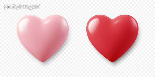 Vector 3d Realistic Heart Shape Closeup Isolated. Romantic Red and Pink ...