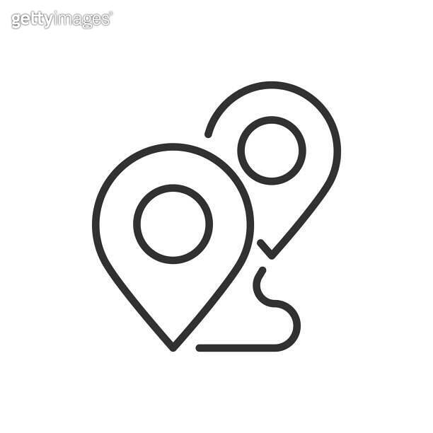 Path, linear icon. Map pin. Line with editable stroke (2125097567) 일러스트 ...
