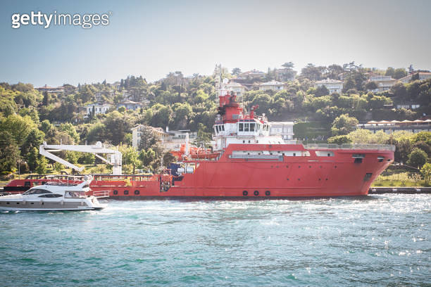 Turkish coast guard ship patrolling the Bosphorus in Istanbul ...