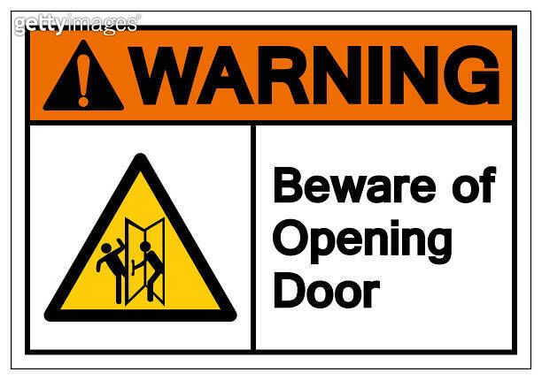 Warning Beware Of Opening Door Symbol Sign, Vector Illustration ...