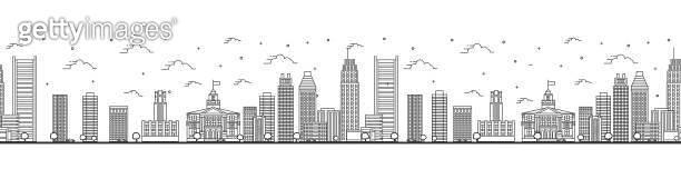 Seamless pattern with outline Montreal Canada City Skyline with Modern ...