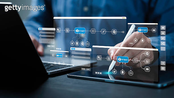 AI workflow automation concept. artificial intelligence software ...