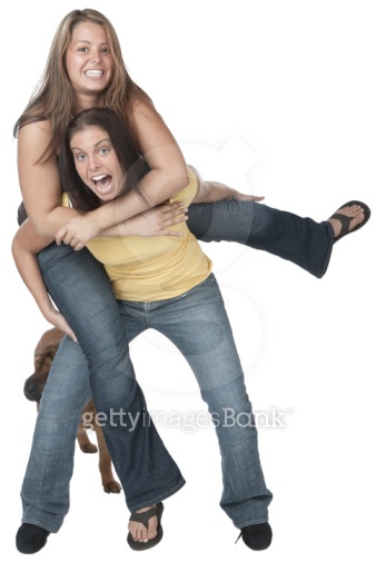 Teen Girls Posing Piggyback 이미지 (87803553) - 게티이미지뱅크