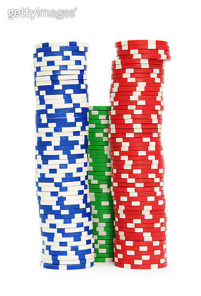 Casino chips isolated on the white background 이미지 (126483730) - 게티이미지뱅크