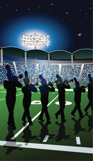 Marching Band Trumpet Line Under Stadium Lights Background 이미지